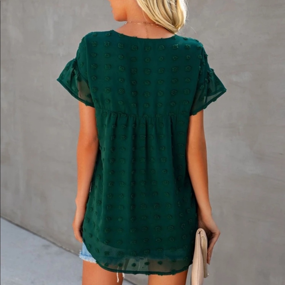 Boho Gypsy Swiss dot flounce sleeve top - Picture 2 of 4